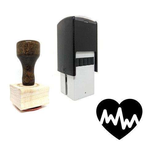 "Heartrate" rubber stamp with 3 sample imprints of the image