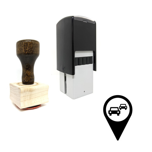 "Map Marker Icon" rubber stamp with 3 sample imprints of the image