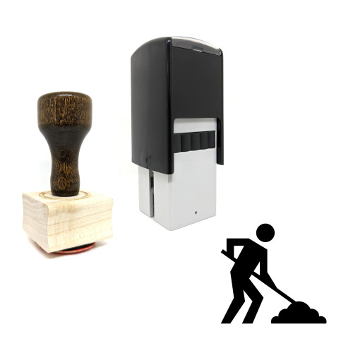 "Construction Worker" rubber stamp with 3 sample imprints of the image