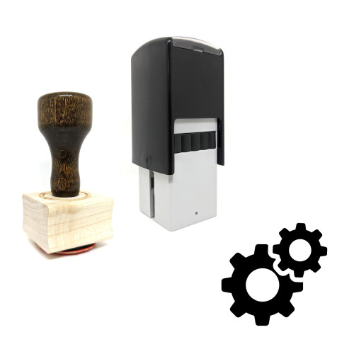 "Cogs" rubber stamp with 3 sample imprints of the image