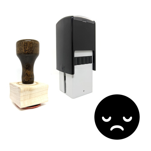 "Sad Emoji" rubber stamp with 3 sample imprints of the image