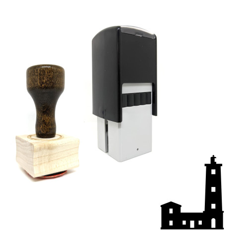 "Jamestown Lighthouse" rubber stamp with 3 sample imprints of the image