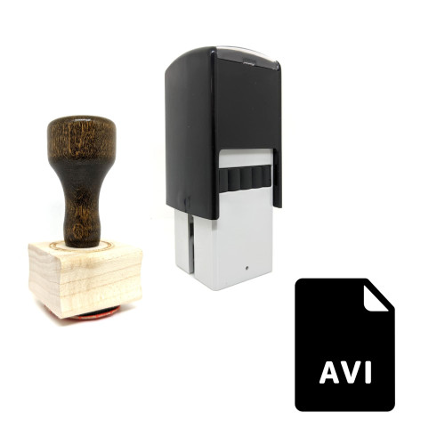 "AVI File" rubber stamp with 3 sample imprints of the image