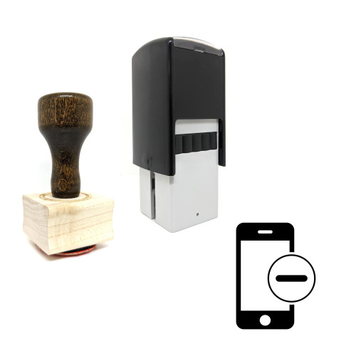 "Smartphone Minus" rubber stamp with 3 sample imprints of the image