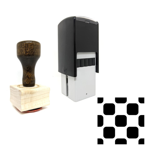 "Rounded Square Pattern" rubber stamp with 3 sample imprints of the image