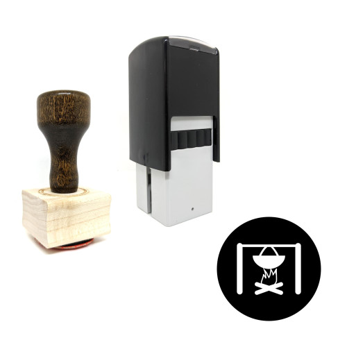 "Cooking" rubber stamp with 3 sample imprints of the image