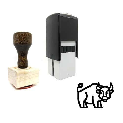 "Bison" rubber stamp with 3 sample imprints of the image