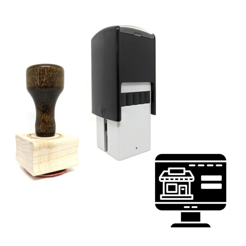 "Online Store" rubber stamp with 3 sample imprints of the image
