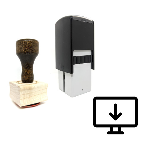 "Download Monitor" rubber stamp with 3 sample imprints of the image
