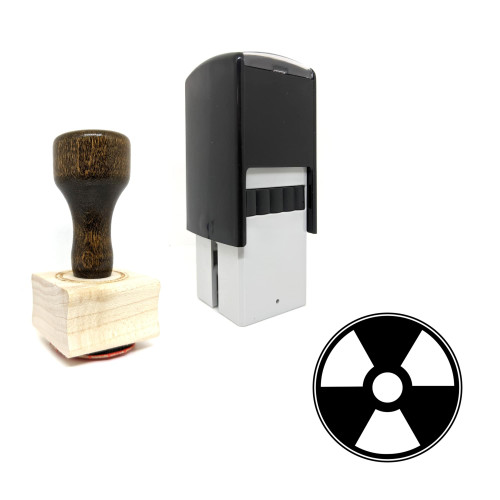 "Radiation" rubber stamp with 3 sample imprints of the image