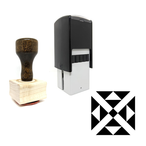 "Aztec Pattern" rubber stamp with 3 sample imprints of the image