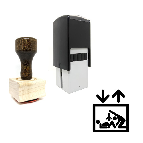 "Elevator" rubber stamp with 3 sample imprints of the image