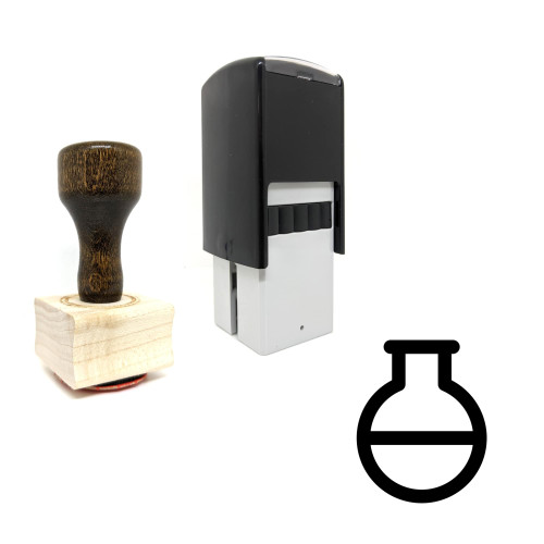 "Round Bottom Flask" rubber stamp with 3 sample imprints of the image
