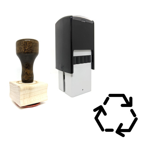 "Recycle" rubber stamp with 3 sample imprints of the image