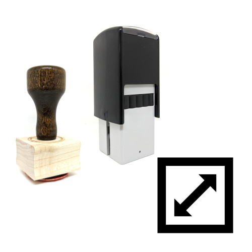 "Diagonal Size" rubber stamp with 3 sample imprints of the image