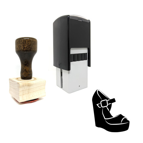 "Wedge Heel" rubber stamp with 3 sample imprints of the image