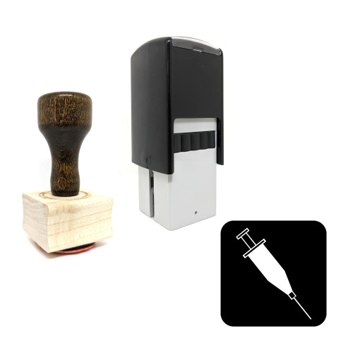 "Hypodermic Needle" rubber stamp with 3 sample imprints of the image