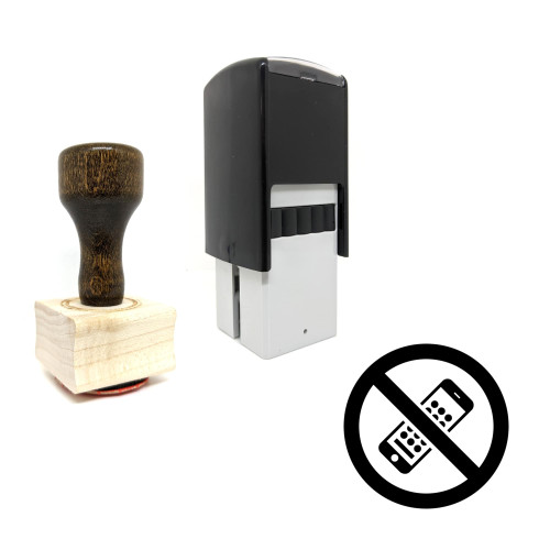 "No Phones" rubber stamp with 3 sample imprints of the image