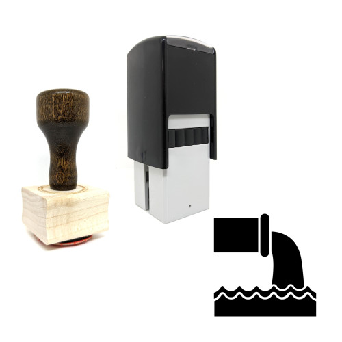 "Drainage Pipe" rubber stamp with 3 sample imprints of the image