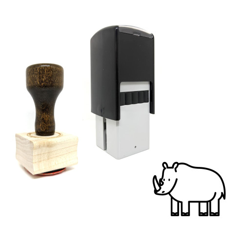 "Rhinoceros Body" rubber stamp with 3 sample imprints of the image