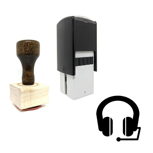 "Headset" rubber stamp with 3 sample imprints of the image