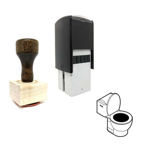 "Toilet" rubber stamp with 3 sample imprints of the image