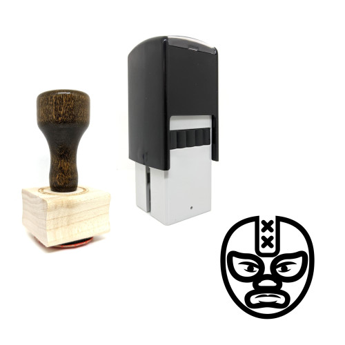 "Lucha Libre" rubber stamp with 3 sample imprints of the image
