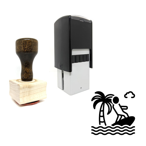 "Surfer" rubber stamp with 3 sample imprints of the image