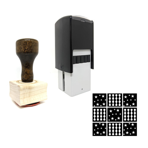 "Quilting" rubber stamp with 3 sample imprints of the image