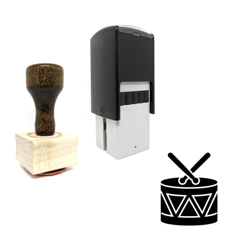 "Drum With Sticks" rubber stamp with 3 sample imprints of the image