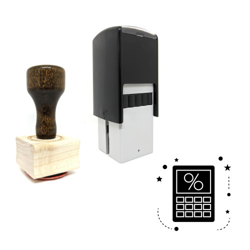 "Finance Calculator" rubber stamp with 3 sample imprints of the image