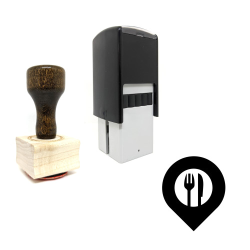 "Map Marker" rubber stamp with 3 sample imprints of the image