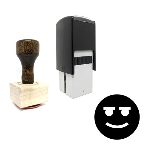 "Smile Emoji" rubber stamp with 3 sample imprints of the image