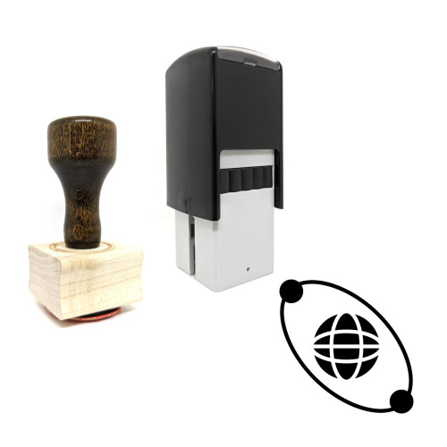 "International" rubber stamp with 3 sample imprints of the image