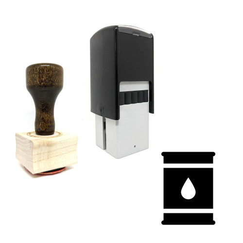 "Oil" rubber stamp with 3 sample imprints of the image