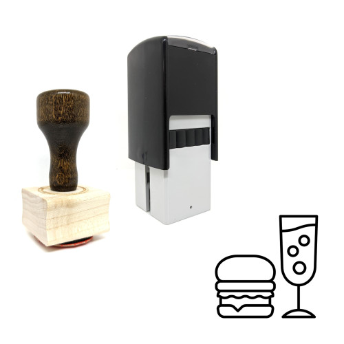 "Cocktail Party" rubber stamp with 3 sample imprints of the image