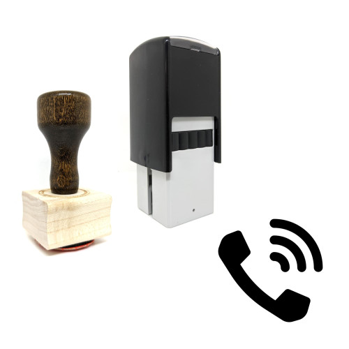 "Phone Call" rubber stamp with 3 sample imprints of the image