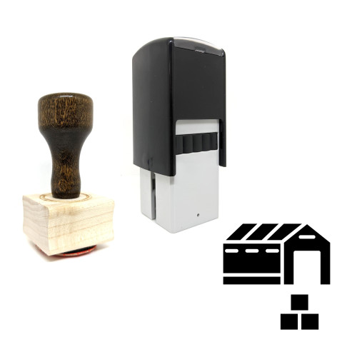 "Warehouse Parcel Storage Warehouse, Storeroom, St" rubber stamp with 3 sample imprints of the image