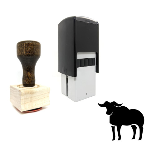 "African Buffalo" rubber stamp with 3 sample imprints of the image