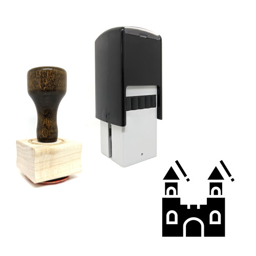 "Castle" rubber stamp with 3 sample imprints of the image