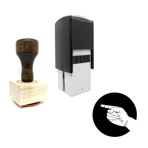 "Point" rubber stamp with 3 sample imprints of the image