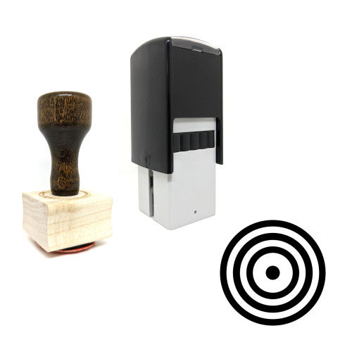 "Center" rubber stamp with 3 sample imprints of the image