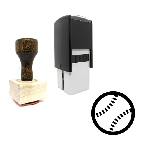 "Baseball" rubber stamp with 3 sample imprints of the image