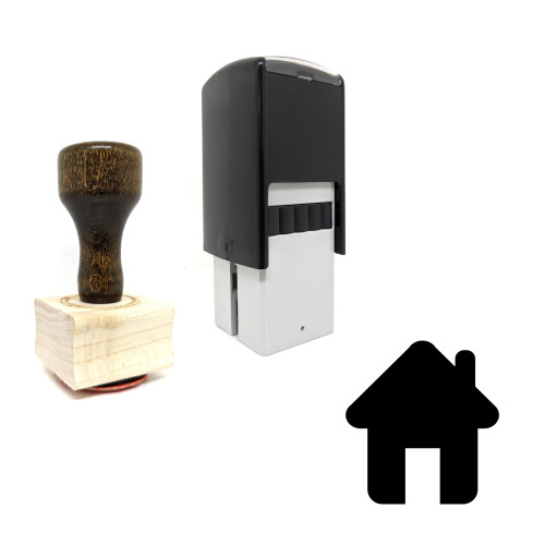 "House" rubber stamp with 3 sample imprints of the image