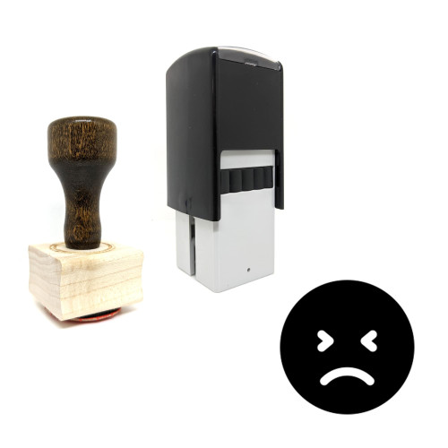 "Mad Emoji" rubber stamp with 3 sample imprints of the image