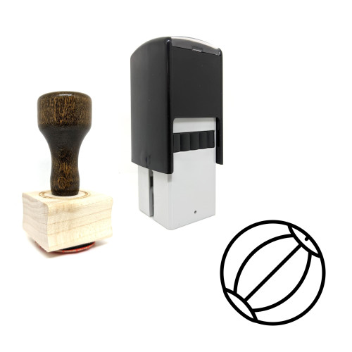 "Ball" rubber stamp with 3 sample imprints of the image