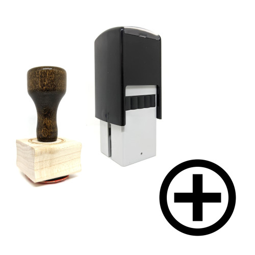 "Plus" rubber stamp with 3 sample imprints of the image