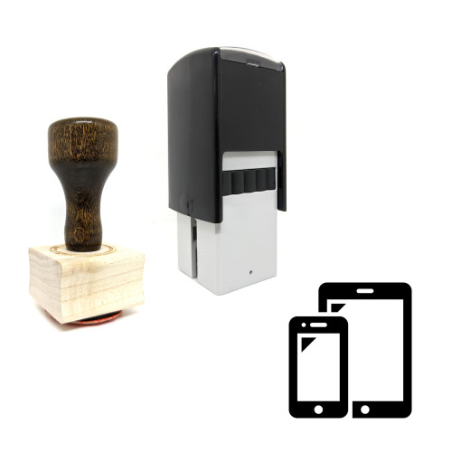"Smartphones" rubber stamp with 3 sample imprints of the image