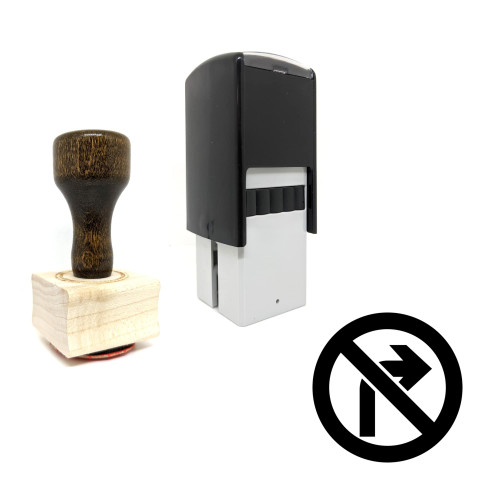 "No Right Turn" rubber stamp with 3 sample imprints of the image