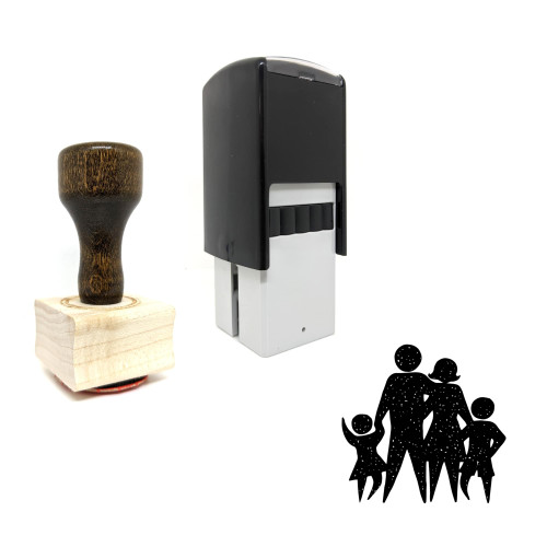 "Family" rubber stamp with 3 sample imprints of the image